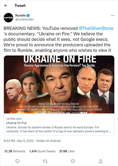 Rumble Tweet Ukraine on Fire web