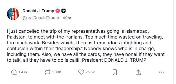 2026 04 25 TS Trump Canceling Islamabad