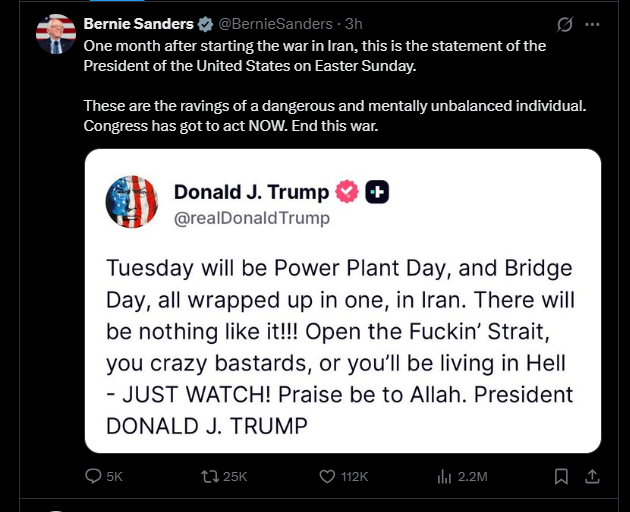 2026 04 05 X Sanders Trump